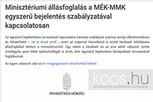 éptár - Minisztériumi állásfoglalás a MÉK-MMK egyszerű bejelentés szabályzatával kapcsolatosan